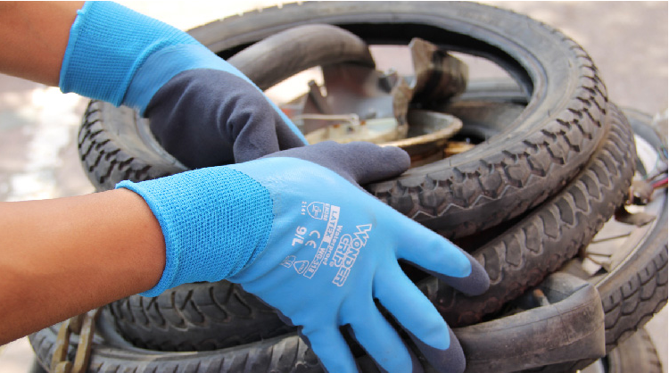 Wonder Grip Aqua Waterproof Oilproof WG-318 Latex Sandy Working gloves
