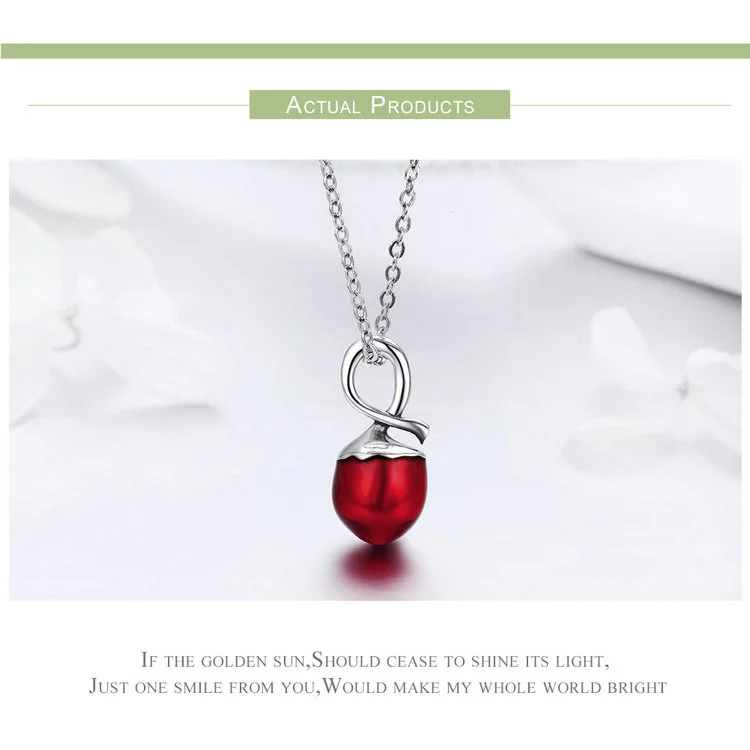 Women 925 Sterling Silver Summer Fruit Hazelnut Pendant Necklaces Jewelry