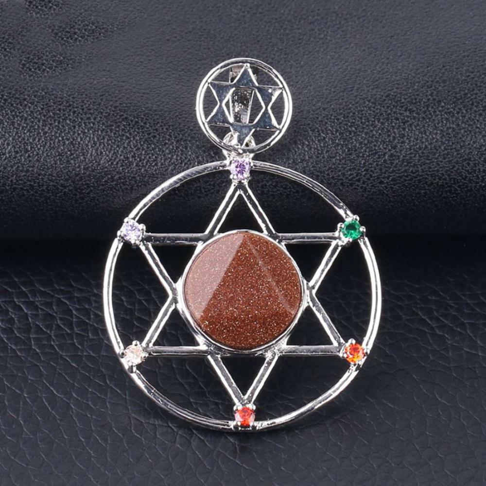 Colgante de piedra natural con forma de estrella de cristal hexagonal para mujeres.