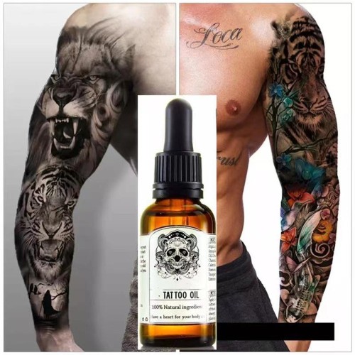 Hud och kropp återfuktar tatuering efter vårdolja