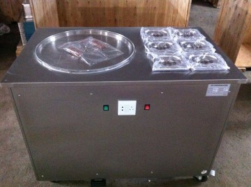 flat pan fried ice cream machine with cooling tanks