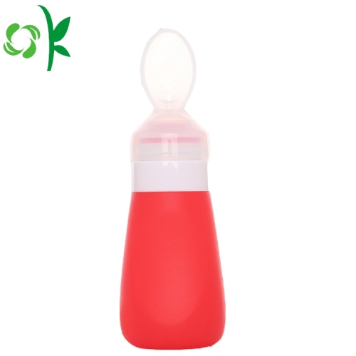 BPA Silicone Baby Squeeze Cuchara Alimentadora Con Botella