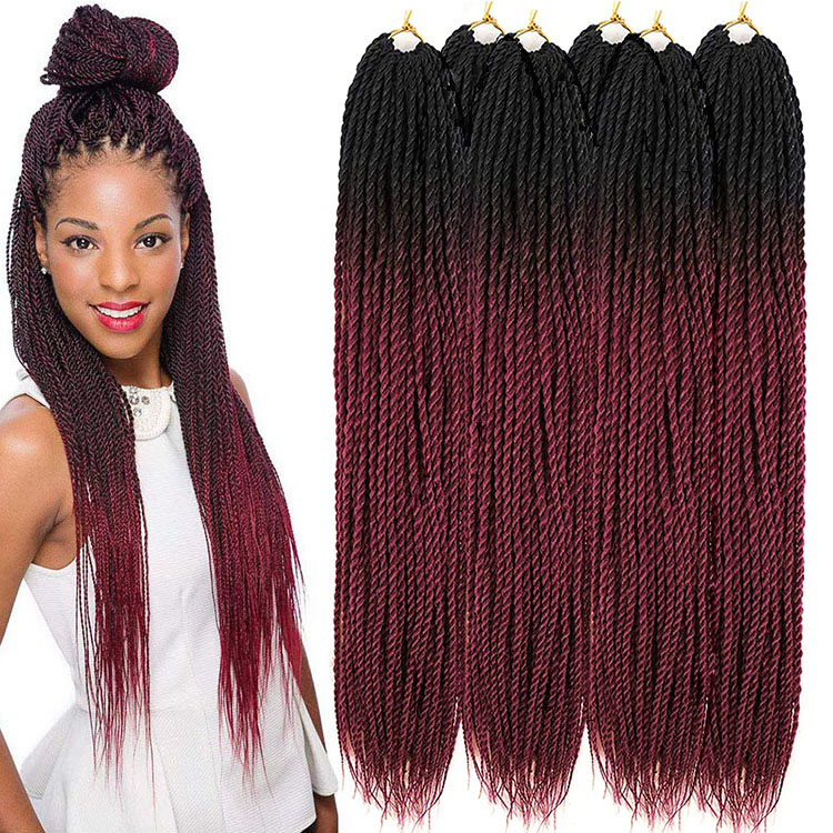 Wholesale Box Twist Crochet Hair Extension Box Braiding Hair 22 Inch Solid And Ombre Two Three Color Synthetic Fiber