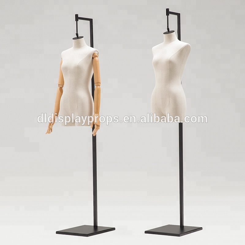 2019 New Arrival Beautiful Half Body Female Mannequin Covered By Fabric With Wooden Arms And Head/Headless