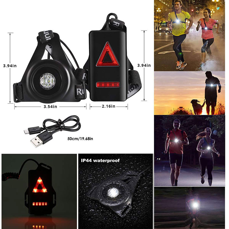 Super Bright Waterproof Night Running Light Safety Jogging LED Chest Flashlight Lamp With USB Rechargeable