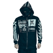 Custom Y2K Hip Hop Streetwear Zip-up Hooded Cyberpunk Graphic Print Cotton Hoodies for Men