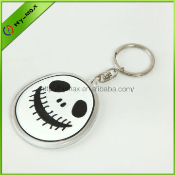 high quality acrylic white and black color filled ghost keychain