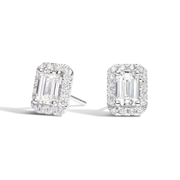 1.5Carat 10K White gold Lab Diamond Emerald Studs