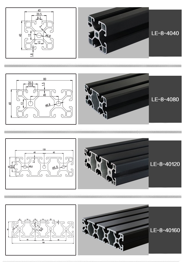 modular system 6063 t5 4040 black silver anodized t slot aluminium profile extrusion for pergola gazebo