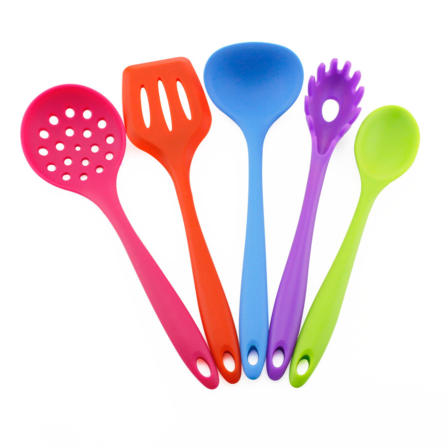 Set di utensili da cucina in silicone colorato resistente al calore 5PCS