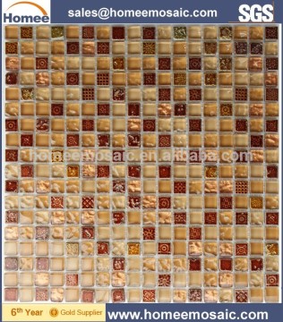 Small kitchen glass stone resin squre mosaic tile