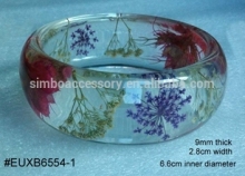 resin bangle with two tapes dry flowers,acrylic bangle with three colour dry flowers,lucite bangle,jewelry,new for 2016