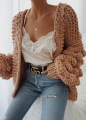 Sweater cardigan sweater rajutan longgar selesa