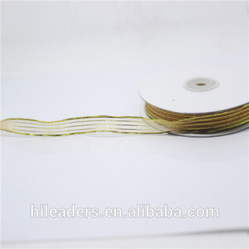 Wholesale Gold Wired Ribbon Decorative Organza Ribbon