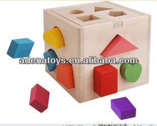 The wooden educational toys-Wooden Shape Sorting Cube Solid Wood