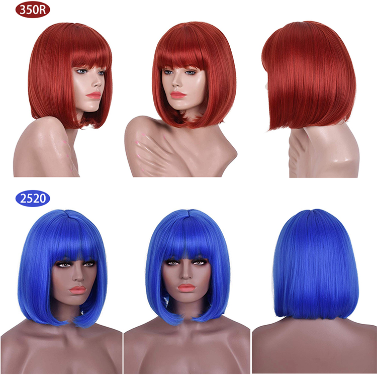 Wholesale Top Selling Colour wig blend natural afro curly wavy for woman glueless fiber synthetic color wig hair wigs short bob