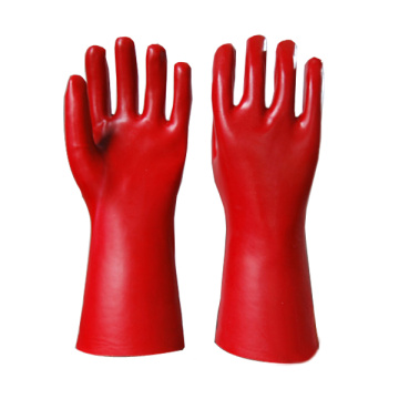 Luvas de PVC vermelho à prova de produtos químicos