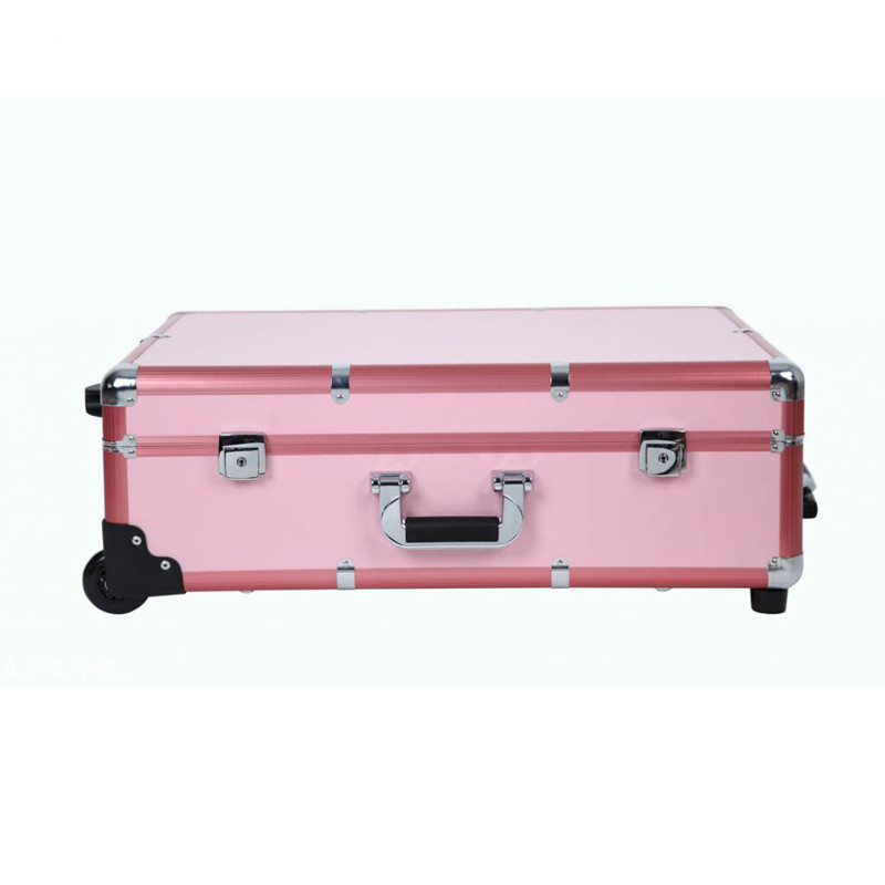 Professional Studio Makeup Rolling Case with Light Pink