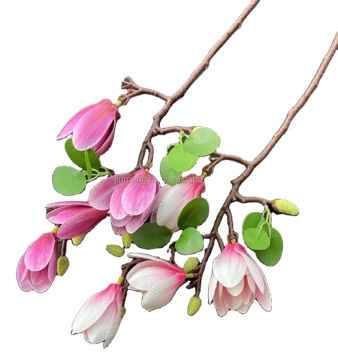 Artificial Magnolia Flower Tree Branch for Wedding Floral Decoration - 4 Heads PU Magnolia Liliflora
