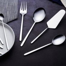 Mirror Silverware Fish Knife and Fork Set, Cake Shovel, Salad Service Knife Fork Spoon Servicing Flatware Sets for Wedding