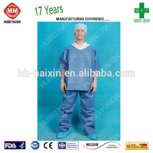 Disposable SMS Non Woven Scrubs V Neck With Pockets