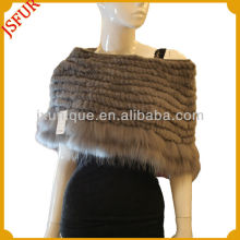 2016 stylish hand knitted rabbit furmade women knitting shawl