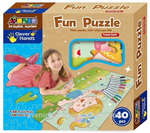 Cheap Top Selling Giant Coloring Floor Puzzle 30 Large Piece Jigsaw Floor Puzzle and Coloring Activity Kit for kids