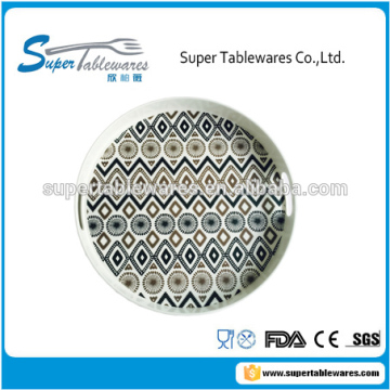 15" melamine round drink tray with handles