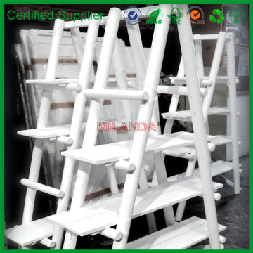 white decorative bamboo ladder