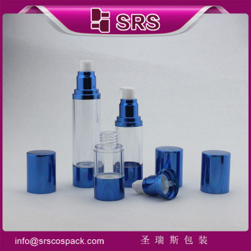 2016 new product plastic 30ml 50ml airless bottle blue cap
