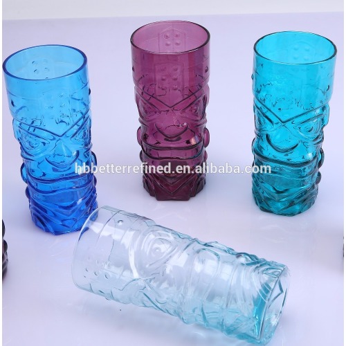 Blown Colored Tiki Glass Mug For Sale