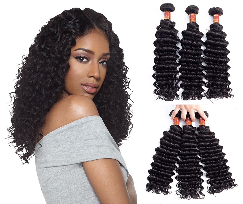 Unprocessed Raw Indian Human Hair Cuticle Aligned Deep Wave Bundles High Quality Double Drawn Virgin Hair Vendors