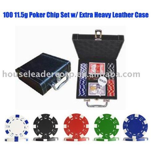100 Black Leather Poker Chip Set