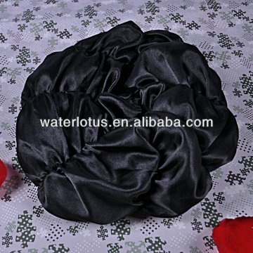 black soft satin shower cap /waterproof shower wrap