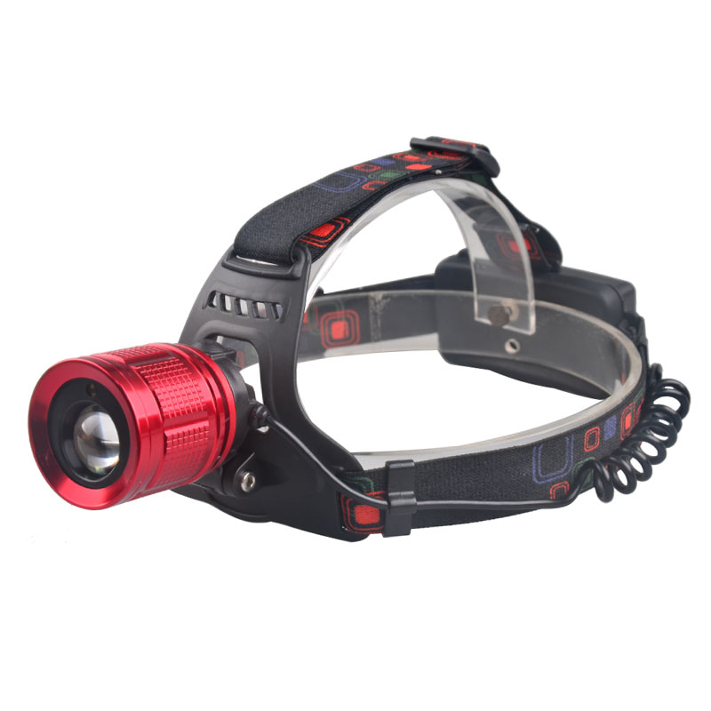 Laser Combination Headlight Rechargeable zoom Head torch Waterproof Headlamp With Red Laser Pointer