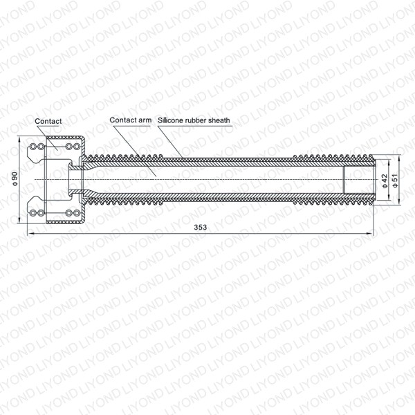 630A Insulating silicone rubber isolating conductive copper contact arm for HV high voltage switchgear