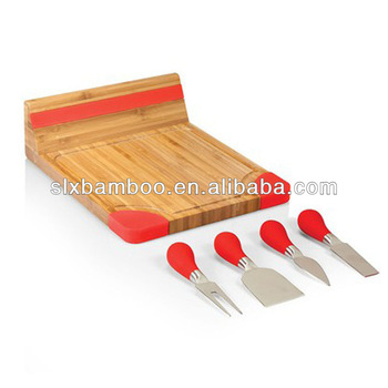 bamboo vegetable knife cutting board block set