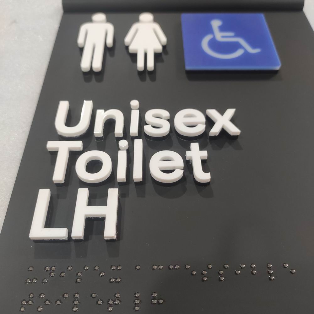 Hot Sale Unisex Custom Metal Embossed Braille Toilet Door Signage Sign