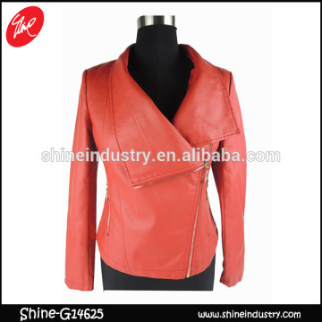 Newest jacinth golilla PU women jacket with zipper