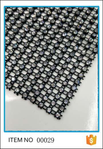 24rows black color plastic crystal roll rhinestone mesh
