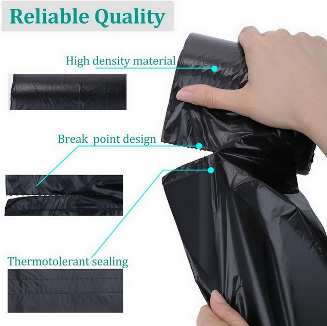 Biodegradable Plastic Continuous Roll Garbage Trash Bag Home Kitchen