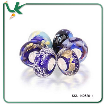 925 Sterling Silver Assorted Royal Purple Murano Glass Bead Bundle .