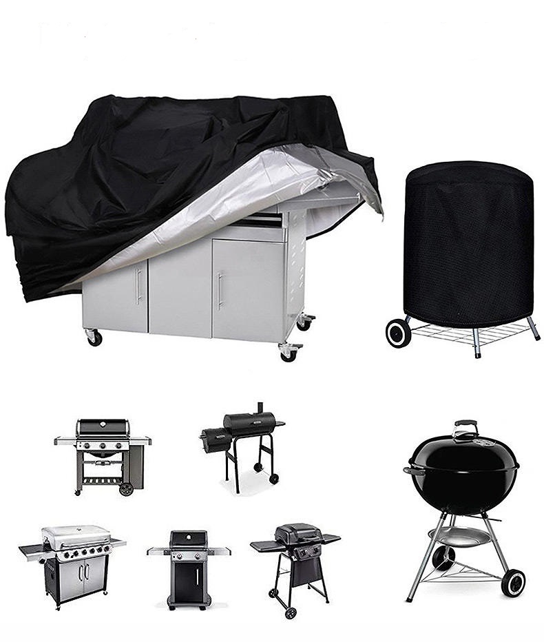 Black Rip-Proof Anti-UV Fade Resistant dust Waterproof BBQ Gas Grill Cover For Weber