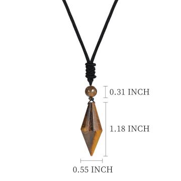 Natural Crystal Quartz Hexagonal Cone Pendant Necklace for women Men Double Point Faceted Cut Healing Stone Jewelry