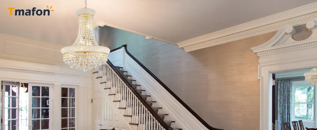 Elegant Gold Crystal Foyer Chandelier - Contemporary Ceiling Hanging Light Fixture