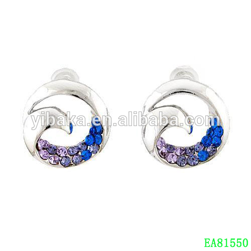 New Design Girls Beautiful Crystal Fashionable Round Earrings