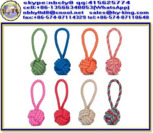 3-strand knotted cotton rope dog chew , pet cotton rope toy , puppy teething toys