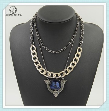 New Arrival Poplular Blue Crystal Necklace, Charming Big Crystal Pendant Necklace