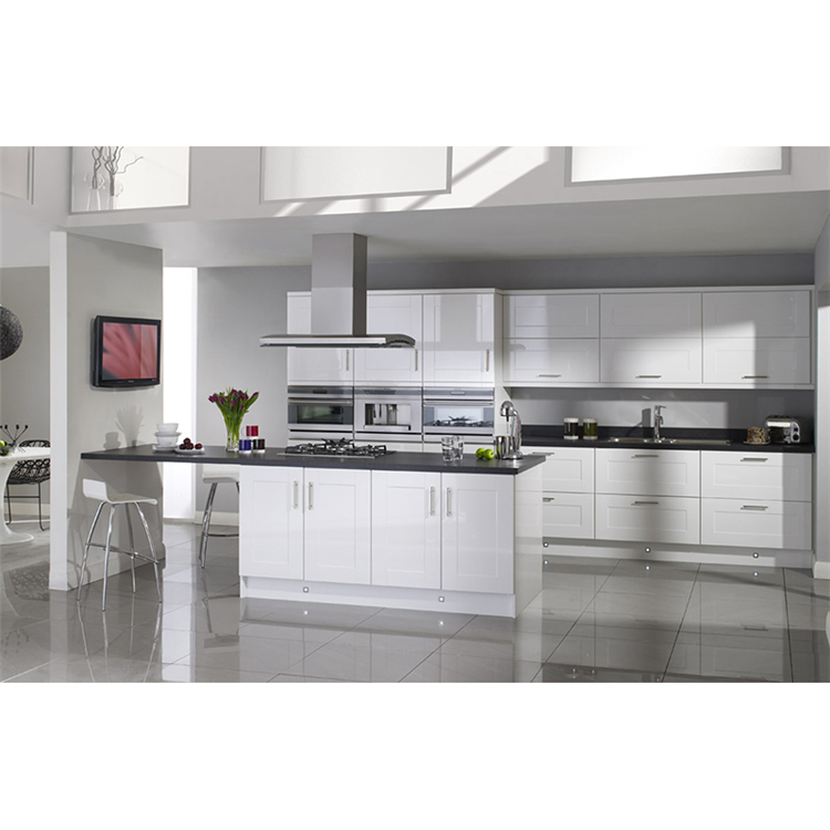 High gloss lacquer white shaker door with 304 stainless steel handles