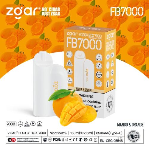 Foggy Box 7000 Vape-Mango et Orange jetables